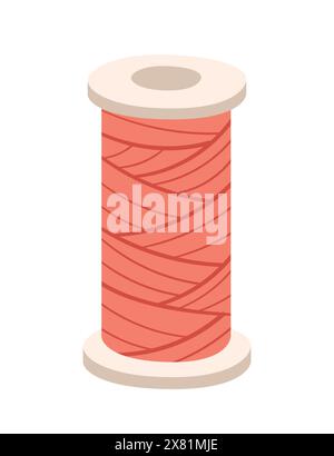 Spool of red thread vector illustration isolated on white background Stock Vector