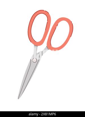 Stainless steel scissor with red handle vector illustration isolated on white background Stock Vector