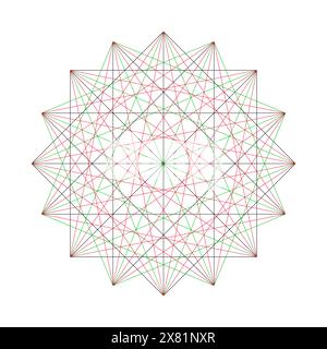 Wind rose, old portolan sea map scheme. 16-pointed star, connected by lines. Stock Vector