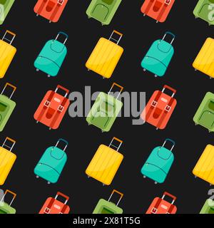 Seamless pattern with travel bag with luggage. Background with suitcase for journey trip. Vector illustration Stock Vector