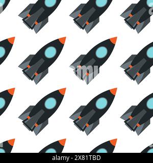Seamless pattern with space rocket. Vector illustration. Stock Vector