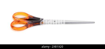 New large stationery scissors isolated on white. Stock Photo