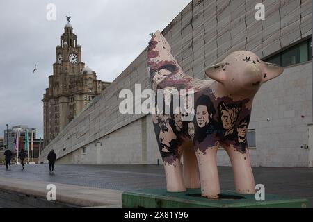 England, Liverpool - December 31, 2023: One of the mini Superlambananas in the City. Stock Photo