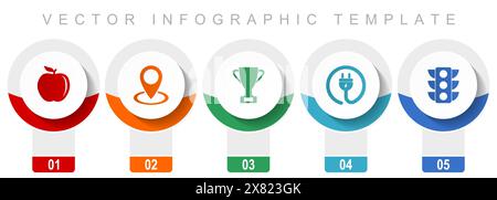 Internet icon set, miscellaneous vector icons such as apple, colorful, cup, plug and traffic lights, modern design infographic template, web buttons i Stock Vector