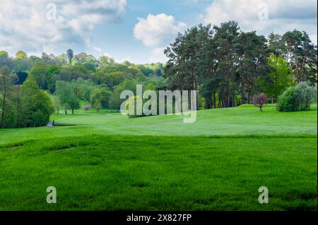 View from the public footpath across part of the golf course in Lamberhurst, Kent, England Stock Photo