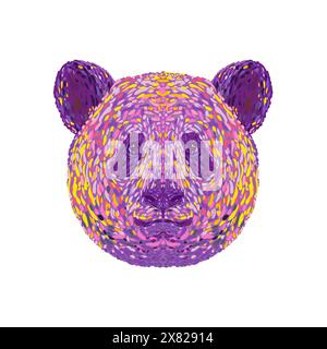 Pointillist, Impressionist or pop art style illustration of head of a giant panda Ailuropoda melanoleuca or sometimes panda bear viewed from front on Stock Vector