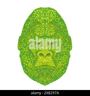 Pointillist, Impressionist or pop art style illustration of head of a silverback gorilla viewed from front on isolated background in retro dot art sty Stock Vector