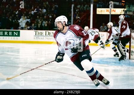 Peter Forsberg, , Colorado Avalanche, during a game in 1997. Stock Photo