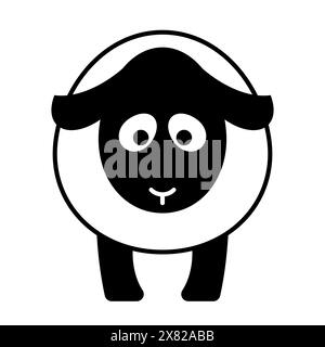 sheep, black and white vector cartoon illustration Stock Vector