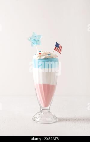 Strawberry milkshake for Patriotic Independence Day in USA on black ...