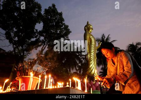 Dhaka, Bangladesh. 22nd May, 2024. Buddhists people celebrate their biggest religious festival, Buddha Purnima, at Dharmarajika Buddhist Maha Vihara temple. Lord Gautama Buddha was born on this day. (Credit Image: © Syed Mahabubul Kader/ZUMA Press Wire) EDITORIAL USAGE ONLY! Not for Commercial USAGE! Credit: ZUMA Press, Inc./Alamy Live News Stock Photo