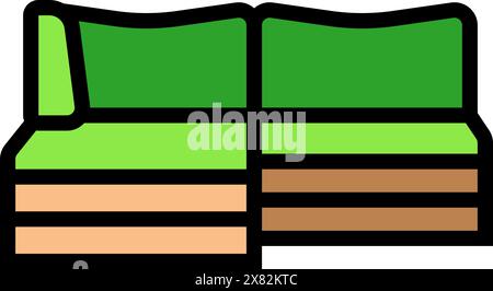 sectional sofa outdoor furniture line icon vector illustration Stock ...