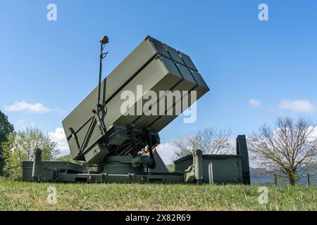 Green painted modern NASAMS air defense missile system launch containers Stock Photo