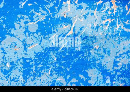 Abstract blue paint pattern on textured azure wallpaper. Full frame backdrop Stock Photo