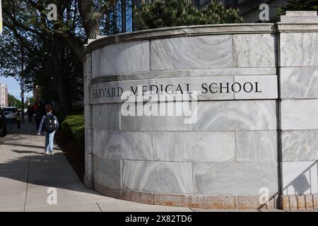 Boston Massachusetts MA - Harvard Medical School sign Stock Photo