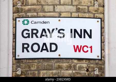 London, UK - February 5th 2024: A street sign on Grays Inn Road in London, UK. Stock Photo
