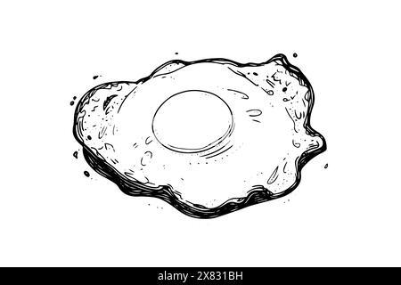 Fried egg hand drawn ink sketch. Engraving style vector illustration. Stock Vector