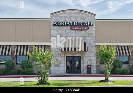Houston, Texas USA 04-07-2024: Adriatic Cafe Italian Grill restaurant storefront exterior business. Stock Photo