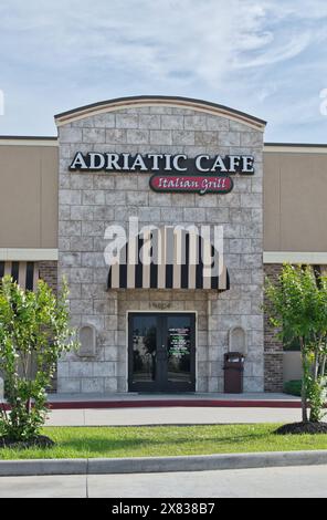 Houston, Texas USA 04-07-2024: Adriatic Cafe Italian Grill restaurant storefront exterior business. Stock Photo