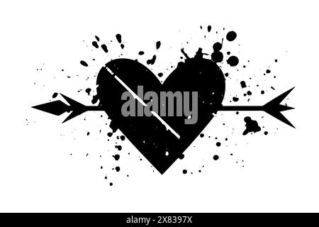 Graffiti Love: Urban Romance with Heart and Arrow Vector Illustration. Stock Vector