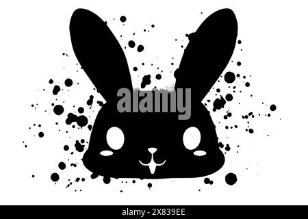 Vector Graffiti Bunny: Playful Rabbit Easter Icon in Urban Art Style. Stock Vector