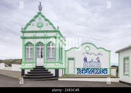 Porto Martins, Terceira, Azores, Portugal. March 31, 2022. Temple of the Holy Spirit, known as an Imperio, in Porto Martins. Stock Photo