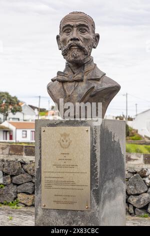 Porto Martins, Terceira, Azores, Portugal. March 31, 2022. Monument to Commander Jose Coelho Pamplona in Porto Martins. Stock Photo