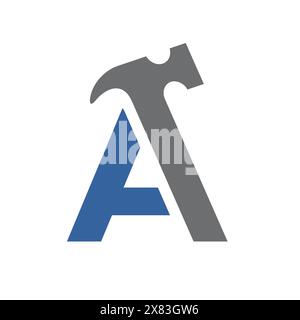 Letter A With Hammer, Vector Logo Design Stock Vector
