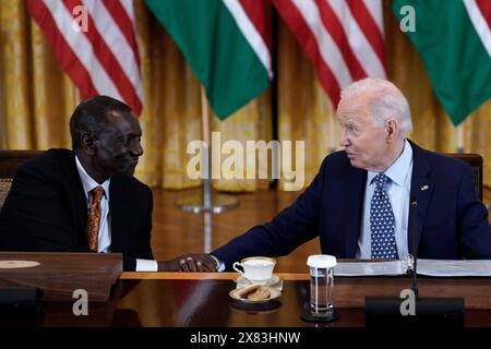 Washington, Vereinigte Staaten. 22nd May, 2024. United States President Joe Biden participates in an engagement with President William Ruto of Kenya and business leaders in the East Room at the White House in Washington on May 22, 2024. Credit: Yuri Gripas/Pool via CNP/dpa/Alamy Live News Stock Photo