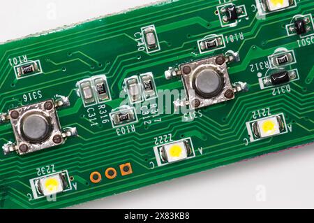 Close up of a green printed circuit board Stock Photo