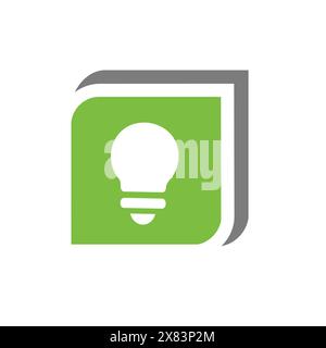 Lightbulb Symbol In Green Box, Vector Illustration Design Stock Vector