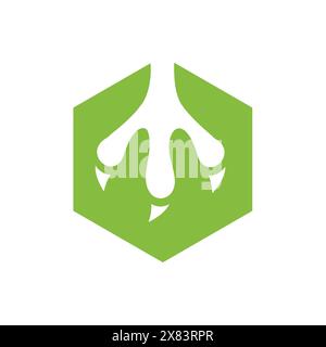 Hexagon Animal Claw Logo Icon, Vector Illustration Design Stock Vector