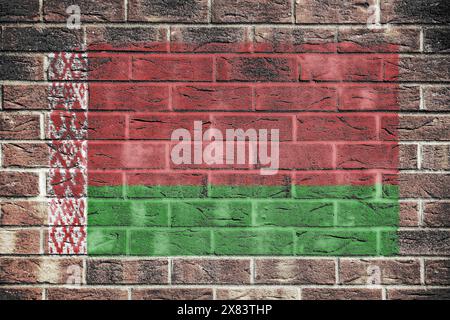 Belarus flag on a brick wall background Stock Photo