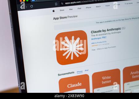 Claude app seen in an App Store. Claude by Anthropic is an AI-powered chatbot app that engages in natural conversations and assists with daily tasks. Stock Photo