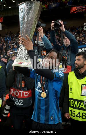 Dublin, Irlande. 22nd May, 2024. Ademola Lookman of Atalanta celebrates the victory following the UEFA Europa League, Final football match between Atalanta BC and Bayer Leverkusen on May 22, 2024 at Aviva stadium in Dublin, Ireland - Photo Jean Catuffe/DPPI Credit: DPPI Media/Alamy Live News Stock Photo