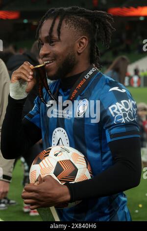 Dublin, Irlande. 22nd May, 2024. Ademola Lookman of Atalanta celebrates the victory following the UEFA Europa League, Final football match between Atalanta BC and Bayer Leverkusen on May 22, 2024 at Aviva stadium in Dublin, Ireland - Photo Jean Catuffe/DPPI Credit: DPPI Media/Alamy Live News Stock Photo