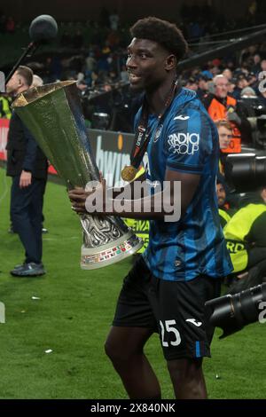 Dublin, Irlande. 22nd May, 2024. Michel Adopo of Atalanta celebrates the victory following the UEFA Europa League, Final football match between Atalanta BC and Bayer Leverkusen on May 22, 2024 at Aviva stadium in Dublin, Ireland - Photo Jean Catuffe/DPPI Credit: DPPI Media/Alamy Live News Stock Photo