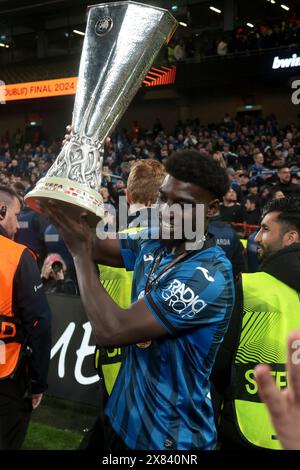 Dublin, Irlande. 22nd May, 2024. Michel Adopo of Atalanta celebrates the victory following the UEFA Europa League, Final football match between Atalanta BC and Bayer Leverkusen on May 22, 2024 at Aviva stadium in Dublin, Ireland - Photo Jean Catuffe/DPPI Credit: DPPI Media/Alamy Live News Stock Photo