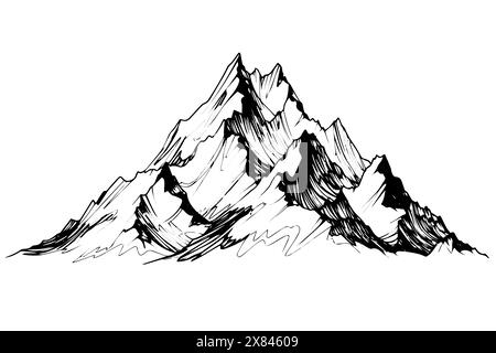 Mountain hand drawn ink sketch. Engraved style vector illustration. Stock Vector