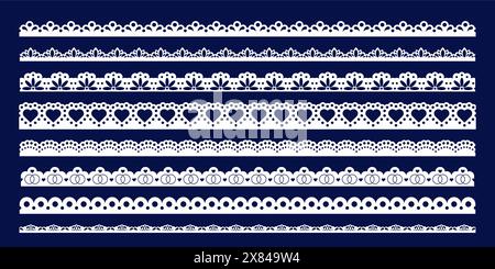 Hand drawn lace scalloped paper punch border  Stock Vector