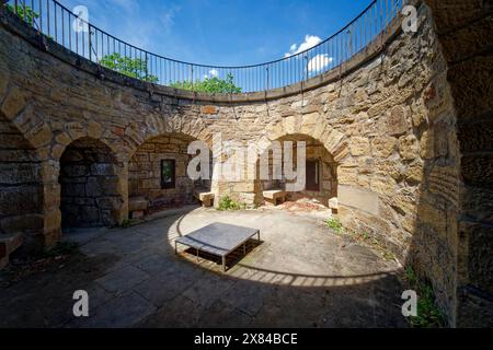 In the thick tower of the Weibertreu castle ruins, Weinsberg, Baden-Wuerttemberg, Germany Stock Photo