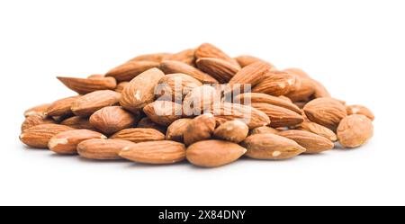Peeled almond nuts isolated on a white background. Stock Photo