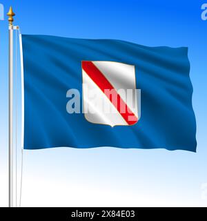 Campania, waving flag of the region, Italy, vector illustration Stock Vector