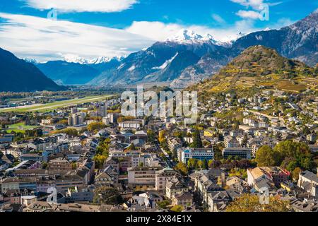 Sion Switzerland. sunny summer day in Sion old town Switzerland Stock Photo
