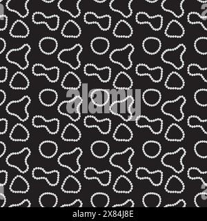Pearl necklace on a black background. Seamless pattern. Vector illustration. Stock Vector