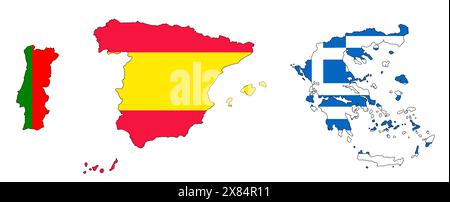 Spain Map Europe Color In Map of Spain and Portugal in national flag colors. Map illustration of ...
