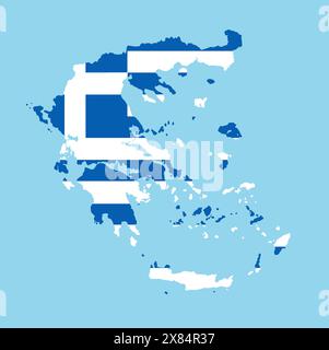 Greece map in national flag colors. Map illustration of European country. Stock Photo