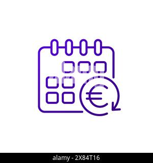monthly subscription auto-renewal icon with euro Stock Vector