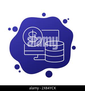 data storage costs icon for web and apps, line Stock Vector