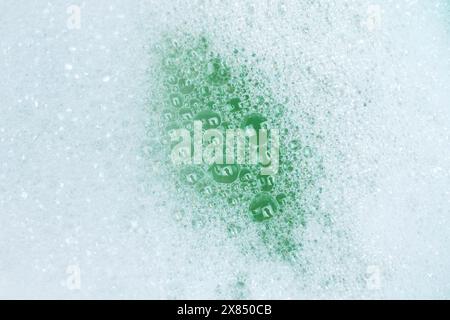 Green lather background, top view. Copy space. Stock Photo